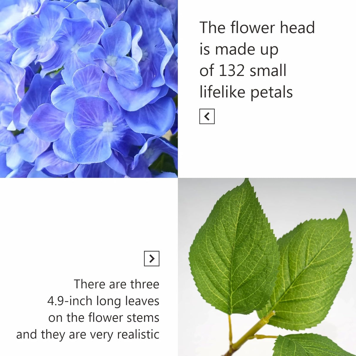 5 Pcs Hydrangea Artificial Flowers, Faux Silk Hydrangea Flores with Stems, Fake Flowers for Wedding Bouquet Kitchen Home Office Party Coffee Tables Vase Outdoor Decor (Purple, 18.5 Inches)