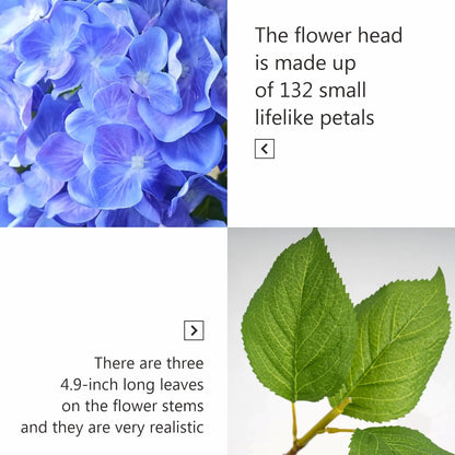 5 Pcs Hydrangea Artificial Flowers, Faux Silk Hydrangea Flores with Stems, Fake Flowers for Wedding Bouquet Kitchen Home Office Party Coffee Tables Vase Outdoor Decor (Purple, 18.5 Inches)