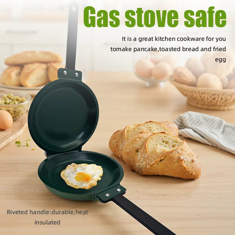 Double-Sided Non-Stick Round Pan Skillet for Omelets, Pancakes, and Camping Meals