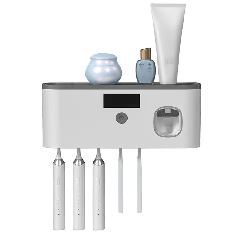 Wall-Mounted Multifunctional Bathroom Organizer - Adhesive No-Drilling Toothbrush Holder