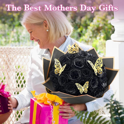 Classic Waipfaru Black Glitter Roses Home Decor Kit