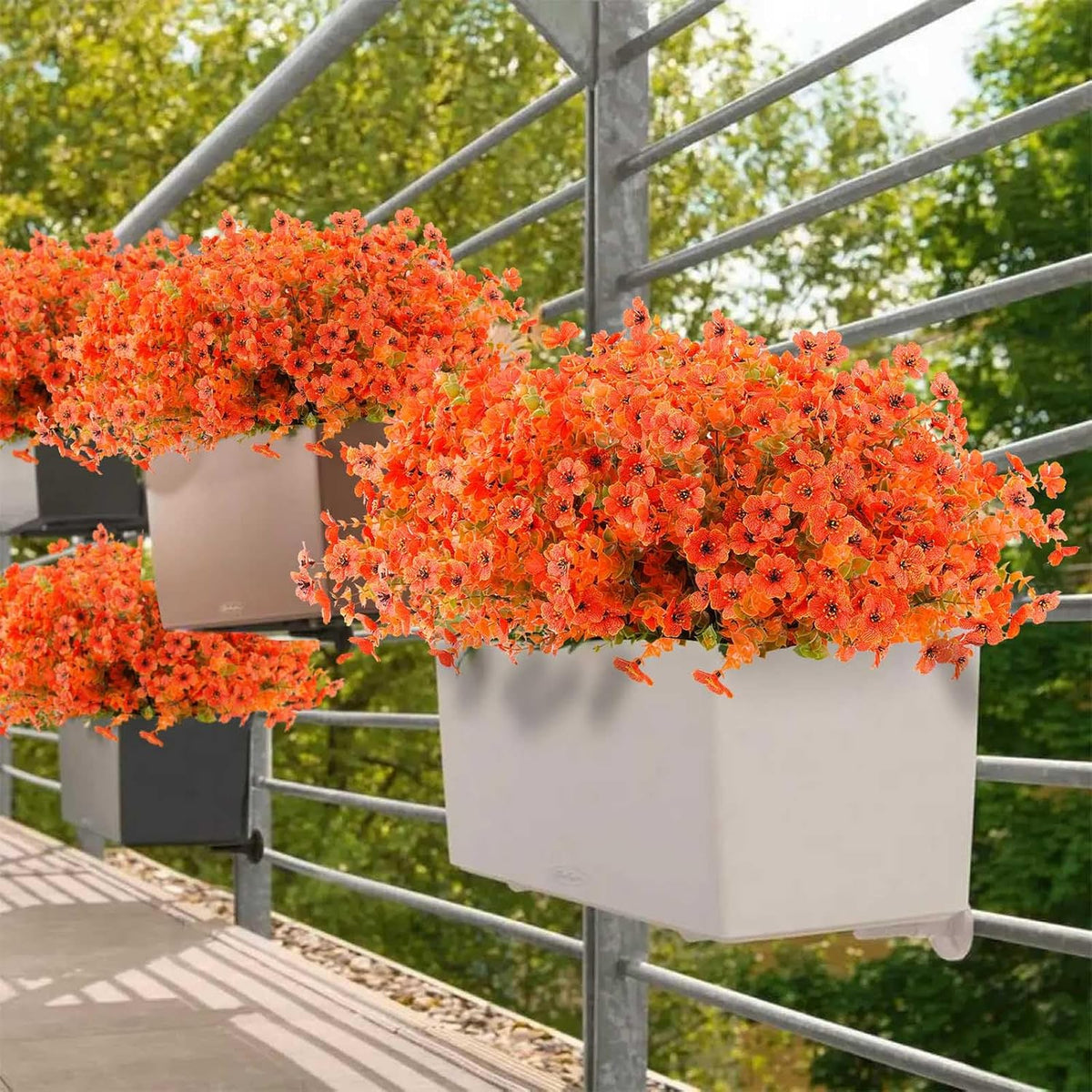 18 Pcs Artificial Mums Flowers Outdoor Plastic Fall Flowers Fake Mums Autumn Greenery Flower for Porch Window Box Farmhouse Thanksgiving Home Decor ((18, Orange)