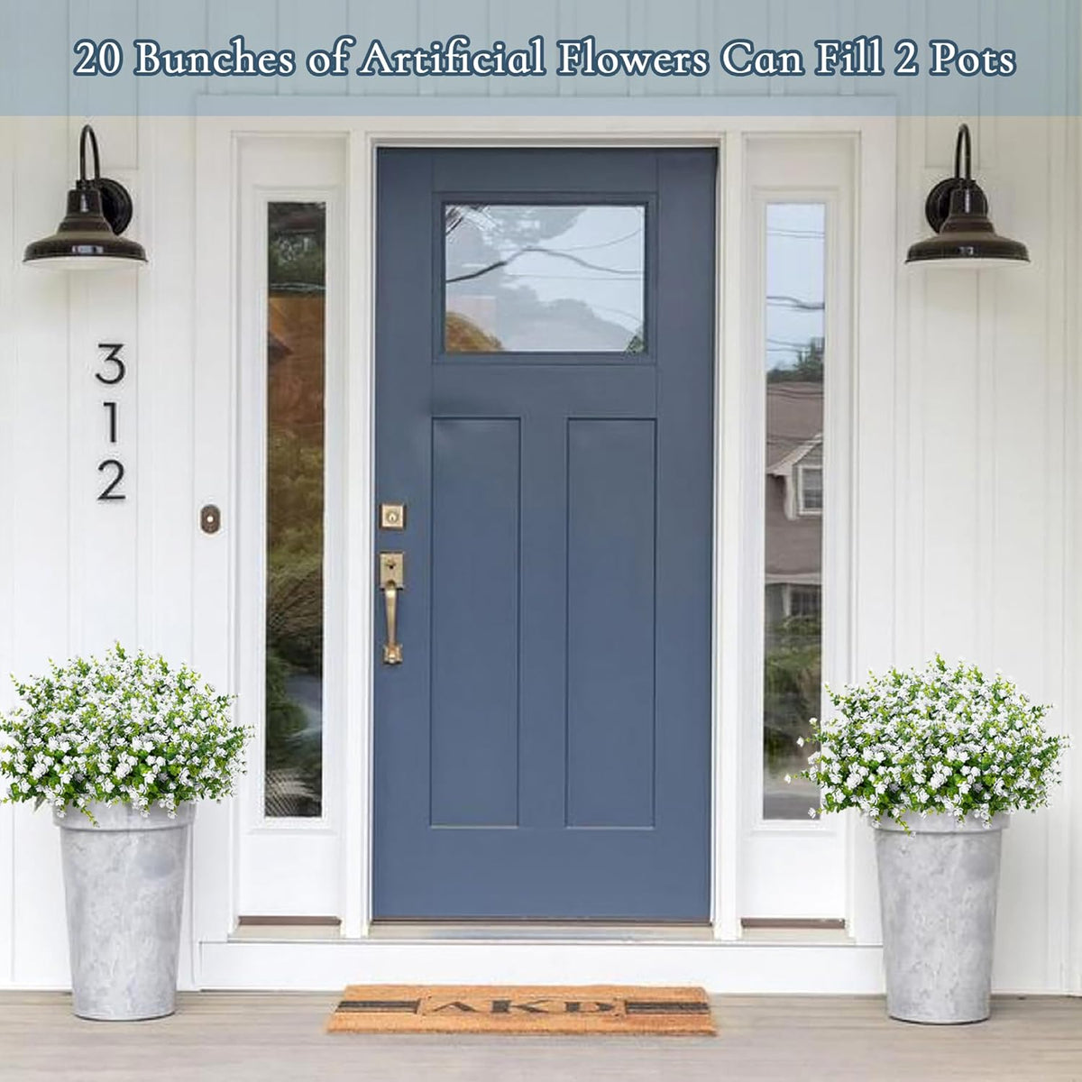 Outdoor Artificial Flowers UV Resistant, 20 Bundles Fake Realistic Floral Greenery Plants for Outside Porch, Window Boxes, Garden, Yard, Inside Home Table Decor, White