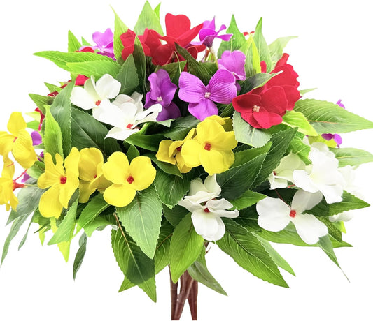 Seasonal Artificial Impatiens Bouquet Multicolor Home Decor Assortment