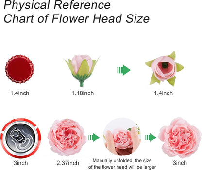 Artificial Peonies Silk Flowers, 4 Bundles Faux Peony Bouquet for Farmhouse Home Decor, Light Pink