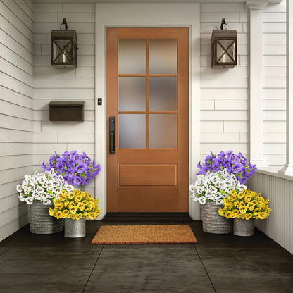 Artificial Flowers for Outdoor, UV Resistant Fake Pansy Flowers, Silk Faux Fowers for Outside Planters Home Garden Office Patio Front (18 Bundles)