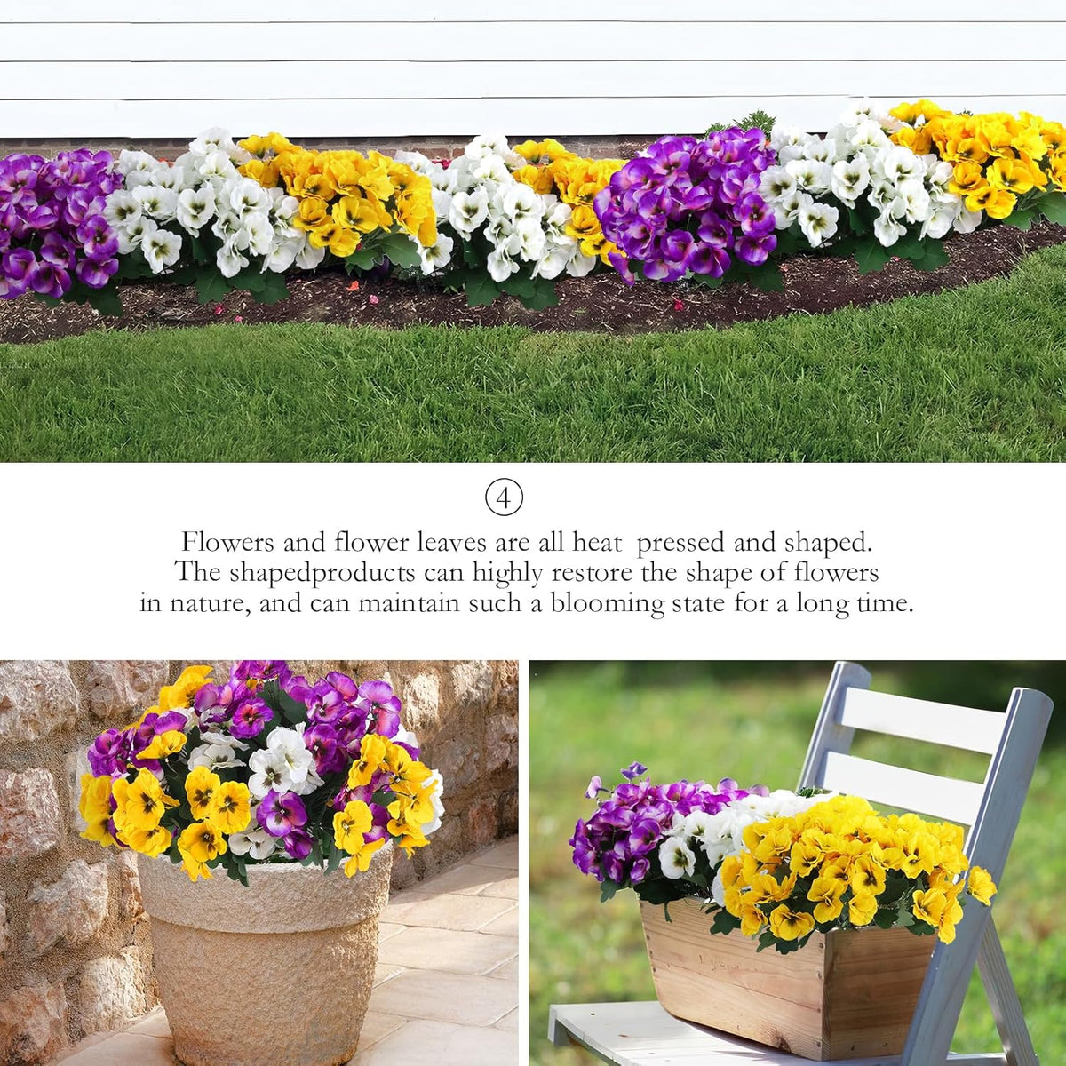 Festive Artificial Pansies Resistant Silk Outdoor Decor Statement