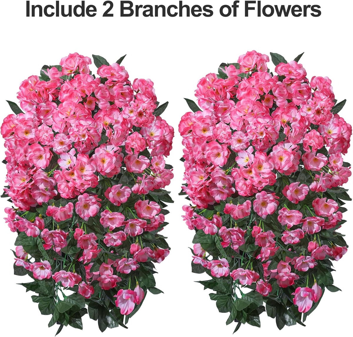 Ivydale Fake Geraniums Artificial Flowers for Outdoors Spring Plants Decor, 2 PCS Red Faux Hanging Flowers Outdoor Realistic Silk Geraniums Vines UV Resistant for Outside Planters Porch Patio Garden