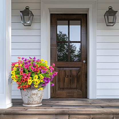 Pansies Artificial Flowers for Outdoors 12 Bundles Fake Silk Pansy Faux Plastic Plants UV Resistant for Home Outside Garden Planter Front Door Porch Yard Patio Decor (Multicolor)