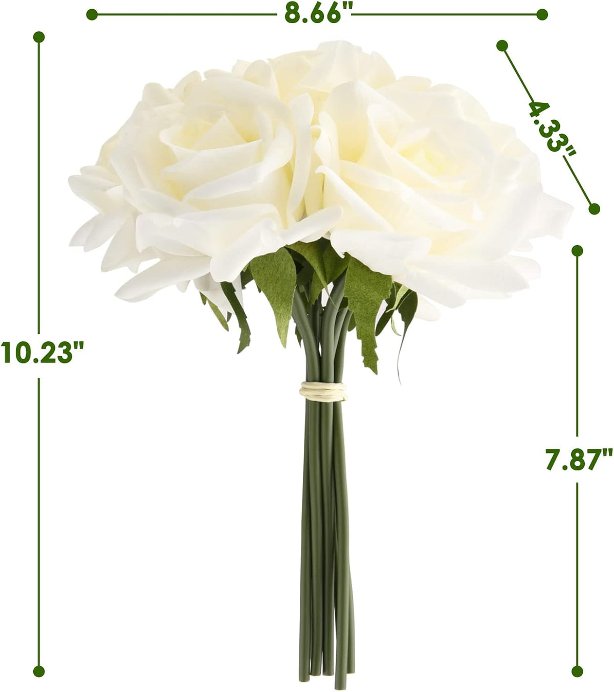 Eyamumo Fake Flowers, Faux Silk Real Touch Artificial Rose Flowers for Decoration DIY, Wedding Party, Home Office Decoration and Dining Table Centerpiece, 7Pcs (White-30cm, 30CM)