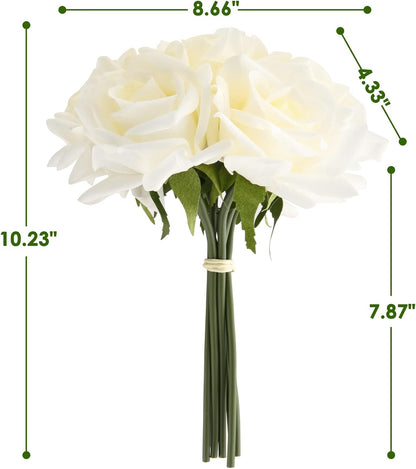 Eyamumo Fake Flowers, Faux Silk Real Touch Artificial Rose Flowers for Decoration DIY, Wedding Party, Home Office Decoration and Dining Table Centerpiece, 7Pcs (White-30cm, 30CM)