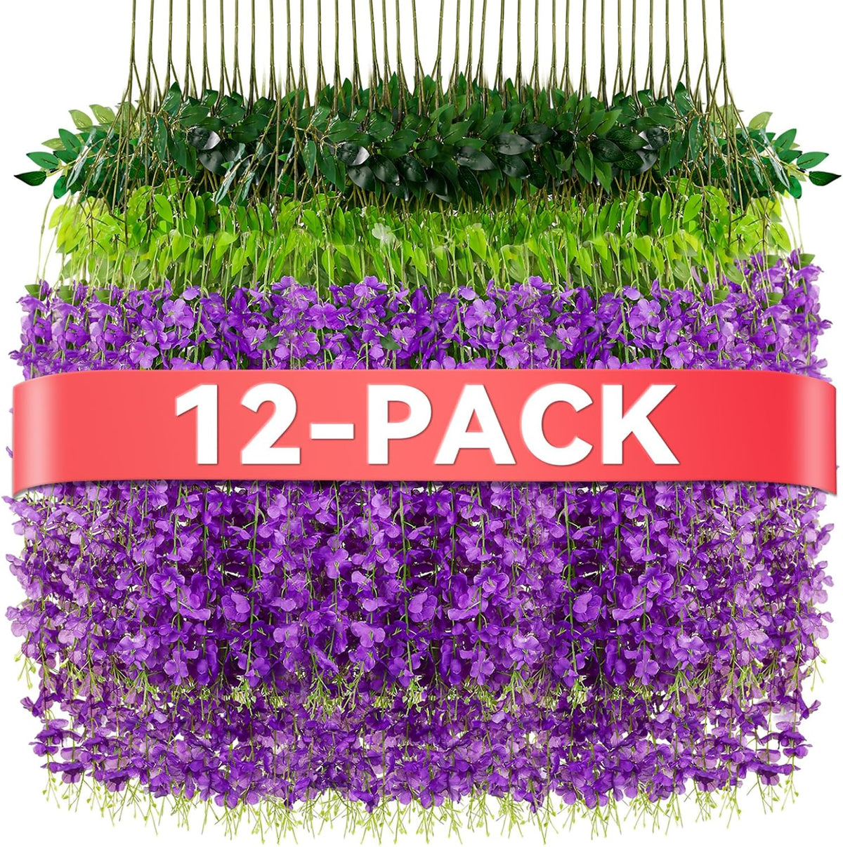 Wisteria Hanging Flowers, Fake Hanging Flowers, Wisteria artificiales Garland for Home Wedding Arch Floral Party Garden Ceremony Outdoor Decor, 3.6 feet Long (12, Purple)
