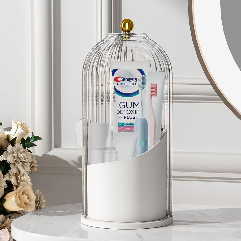 Modern Durable Acrylic Toothbrush Holder with 360-Rotating Transparent Cover