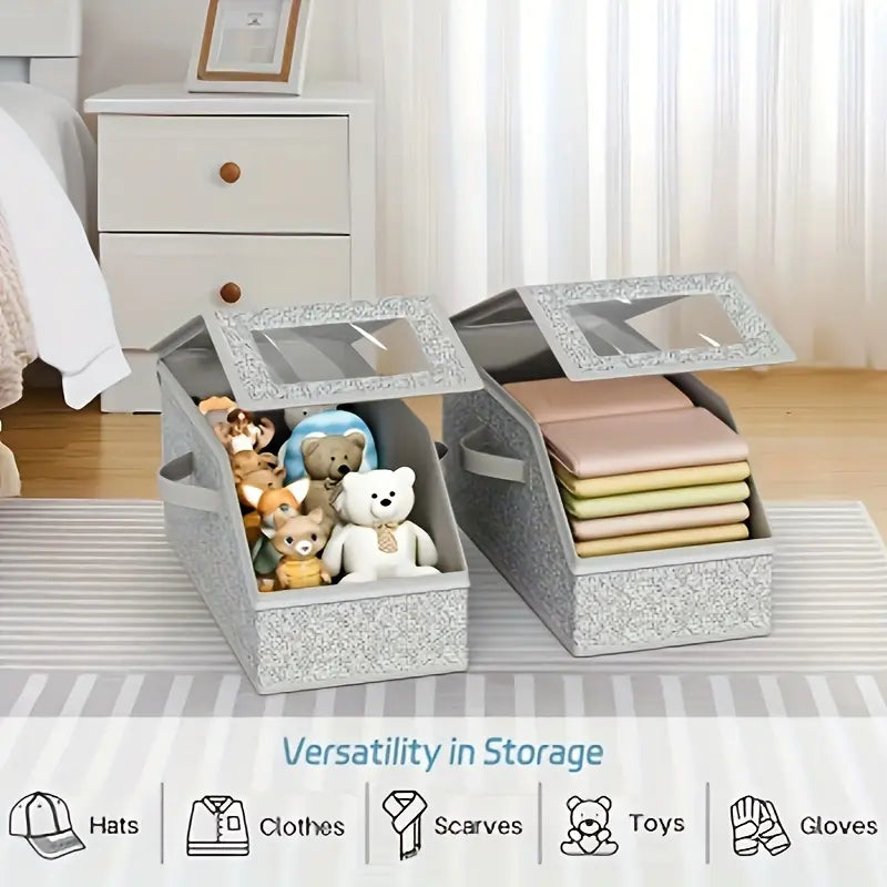 Stackable Hat Storage Boxes for Baseball Caps, Holds Up to 24 Hats, Durable Wardrobe Organizer