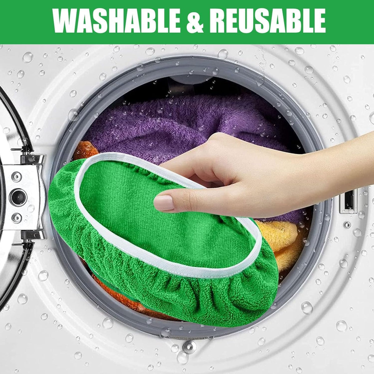 Ultra-Absorbent Reusable Microfiber Mop Pads for Deep Cleaning, Wet and Dry Use, 8-Pack