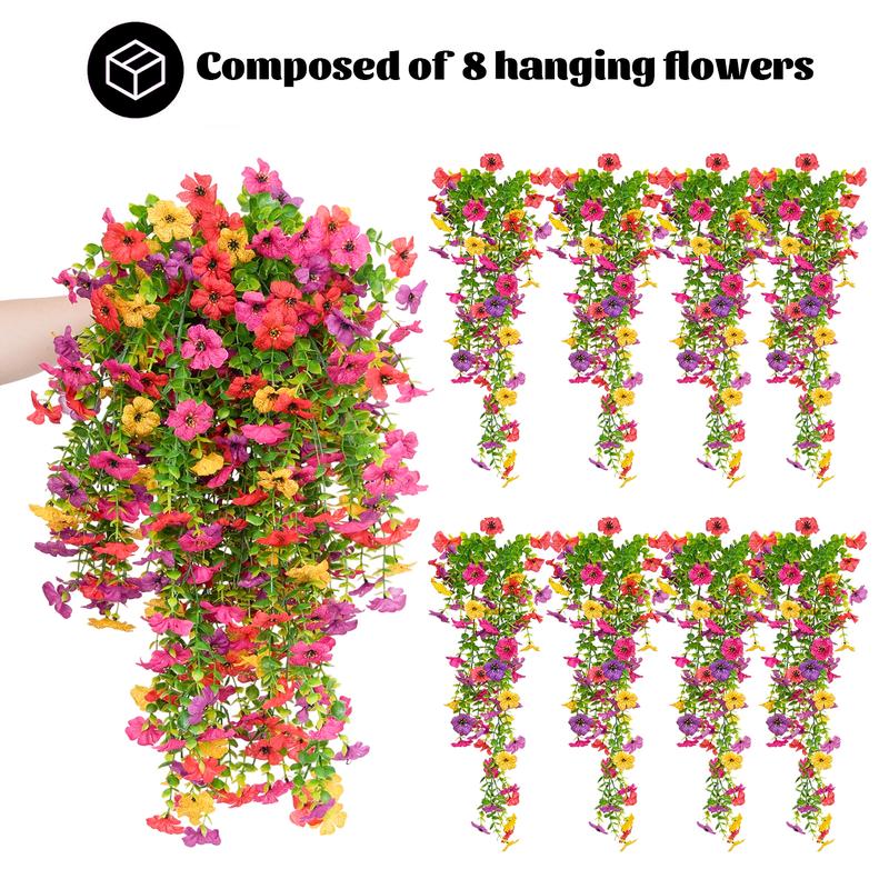 8-Piece Faux Daisy Vines Set - UV-Resistant Silk Plastic Hanging Plants with Eucalyptus Leaves