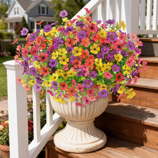 Homsunny Artificial Flowers for Outdoors, 12 PCS Faux Silk Flower Spring Decoration, Fake Outdoor Flowers UV Resistant No Fade Artificial Plants for Home Planter Front Porch Garden Patio Yard Decor