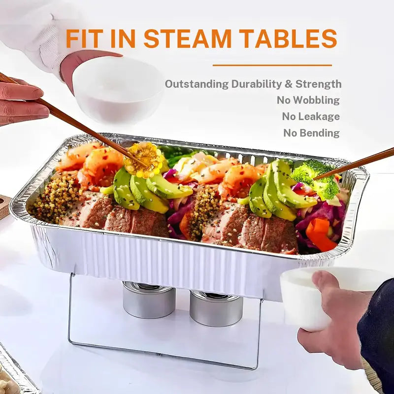 Aluminum Foil Pans 9x13 Disposable - Half Size Heavy Duty Deep Steam Table Pans for Baking and Grilling