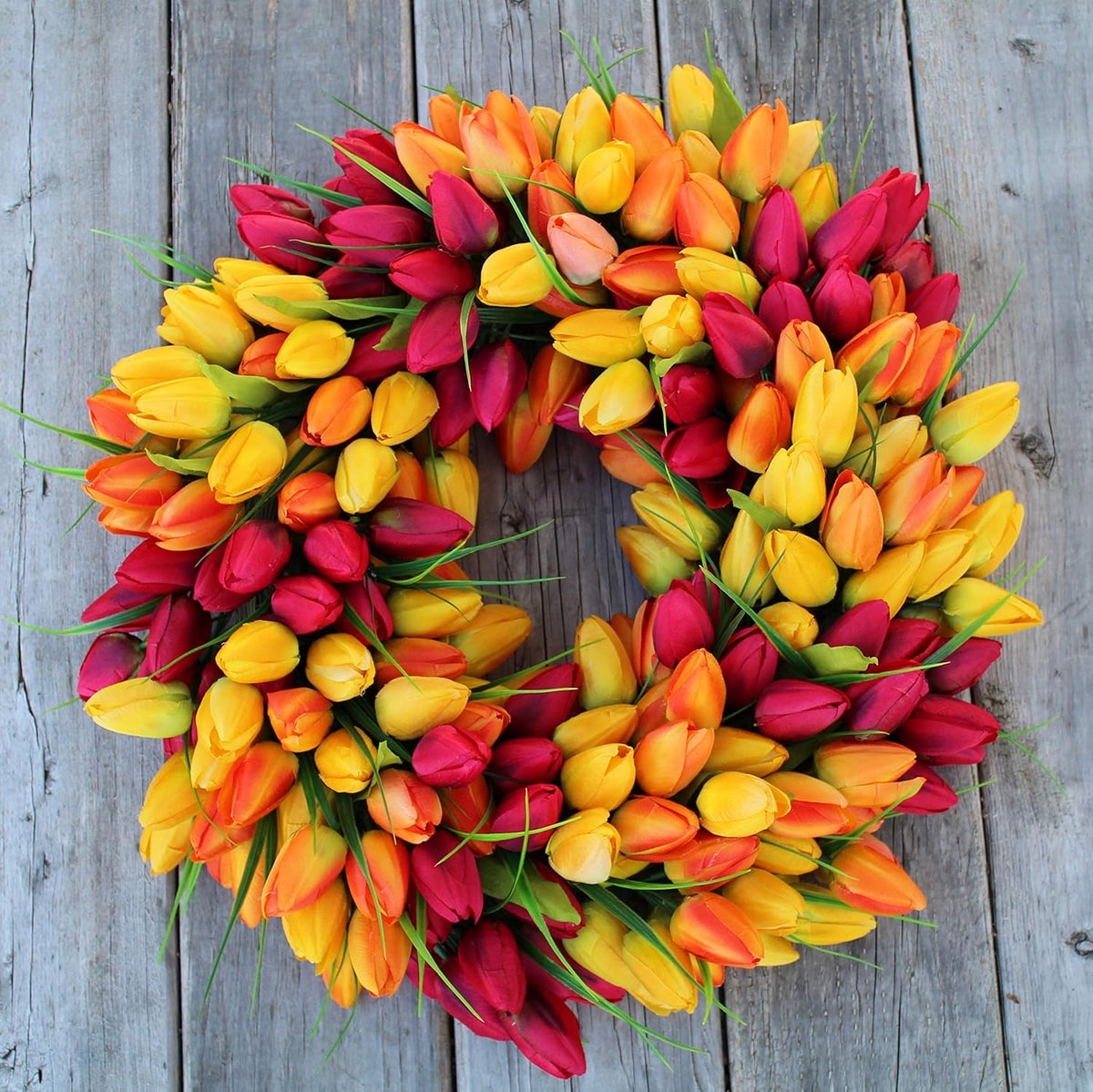 The Wreath Depot Blush Tulip Front Door Wreath 19 Inch, Gorgeous Full Spring Door Wreath Designed in USA, Measures True to Size, White Gift Box Included