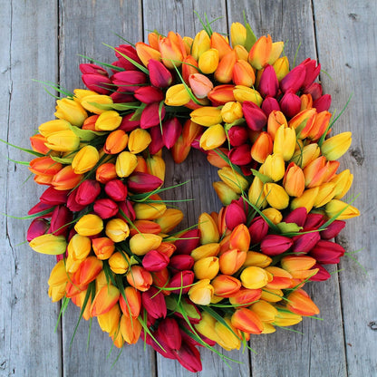 The Wreath Depot Blush Tulip Front Door Wreath 19 Inch, Gorgeous Full Spring Door Wreath Designed in USA, Measures True to Size, White Gift Box Included