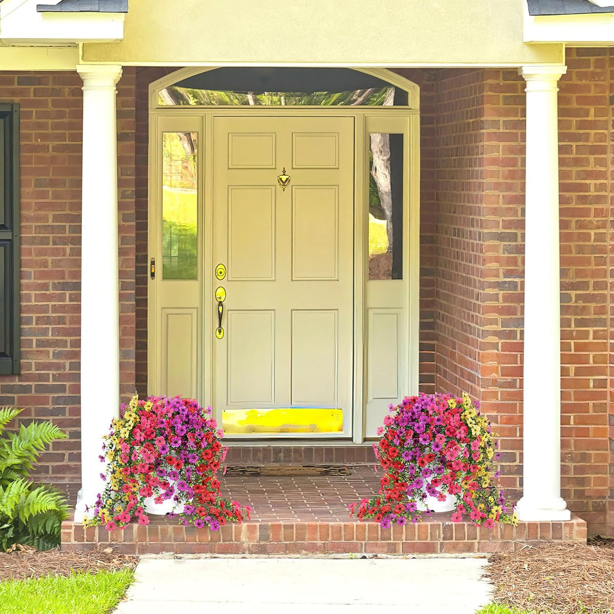 Artificial Flowers for Outdoors Spring Decor, 6 Bundles UV Resistant Realistic Fuax Silk Hanging Flowers, Fake Plants for Planter Indoor and Outdoor Garden Porch Patio Balcony Yard Farmhouse