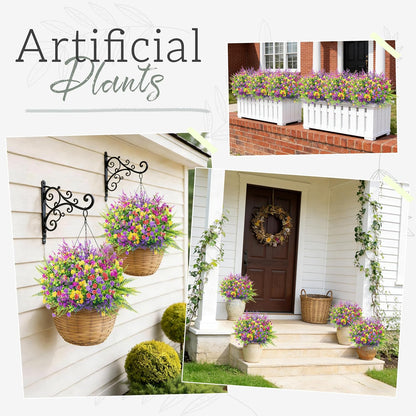 Der Rose 24 Bundles Artificial Flowers Bulk for Outdoors UV Resistant Fake Flowers Spring for Garden Patio Porch Farmhouse Home Window Box Decor（Colourful）