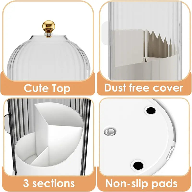 Modern Durable Acrylic Toothbrush Holder with 360-Rotating Transparent Cover