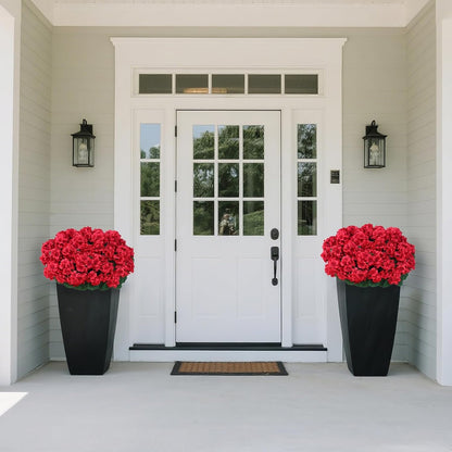 8 Bundles18" Artificial Geranium Flowers for Outdoor Spring Summer Decoration, Fake Silk Geranium Faux Plants UV Resistant for Front Door Planter Outside Home Garden Balcony Yard Porch Decor (Red)