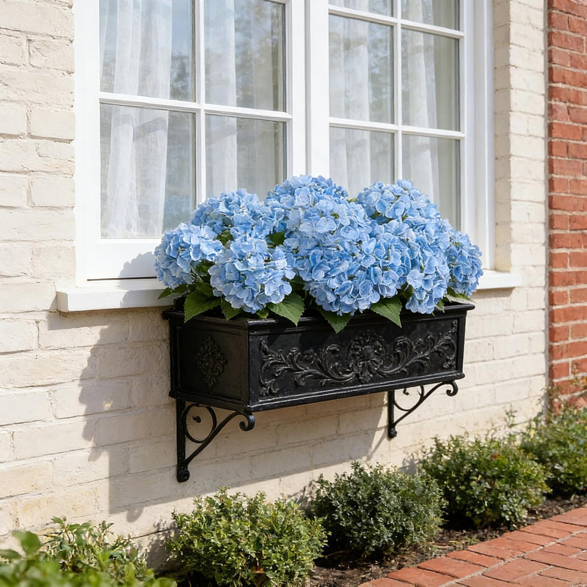 INXUGAO Artificial Flowers Fake Outdoor Hydrangea Bouquets with Long Stems, 3Pcs 18" Faux Light Blue Hydrangeas with Latex Real Touch for Outdoors, Wedding, Baby Shower and Party Decor