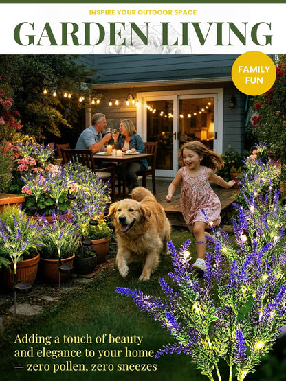 GIGALUMI Solar Garden Lights with Lavender, LED Garden Decor Carefree Solar Flowers Outdoor Waterproof, Yard Decorations Outdoor, Allergy-Free Everlasting Light up Flowers for Yard Patio (Set of 2)