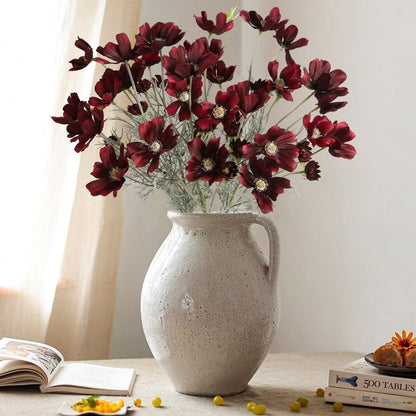 6 Pcs Cosmos Silk Flowers 24" Wild Flowers Artificial Fake Flowers Arrangement for Wedding Party Kitchens Home Decoration (Burgundy)