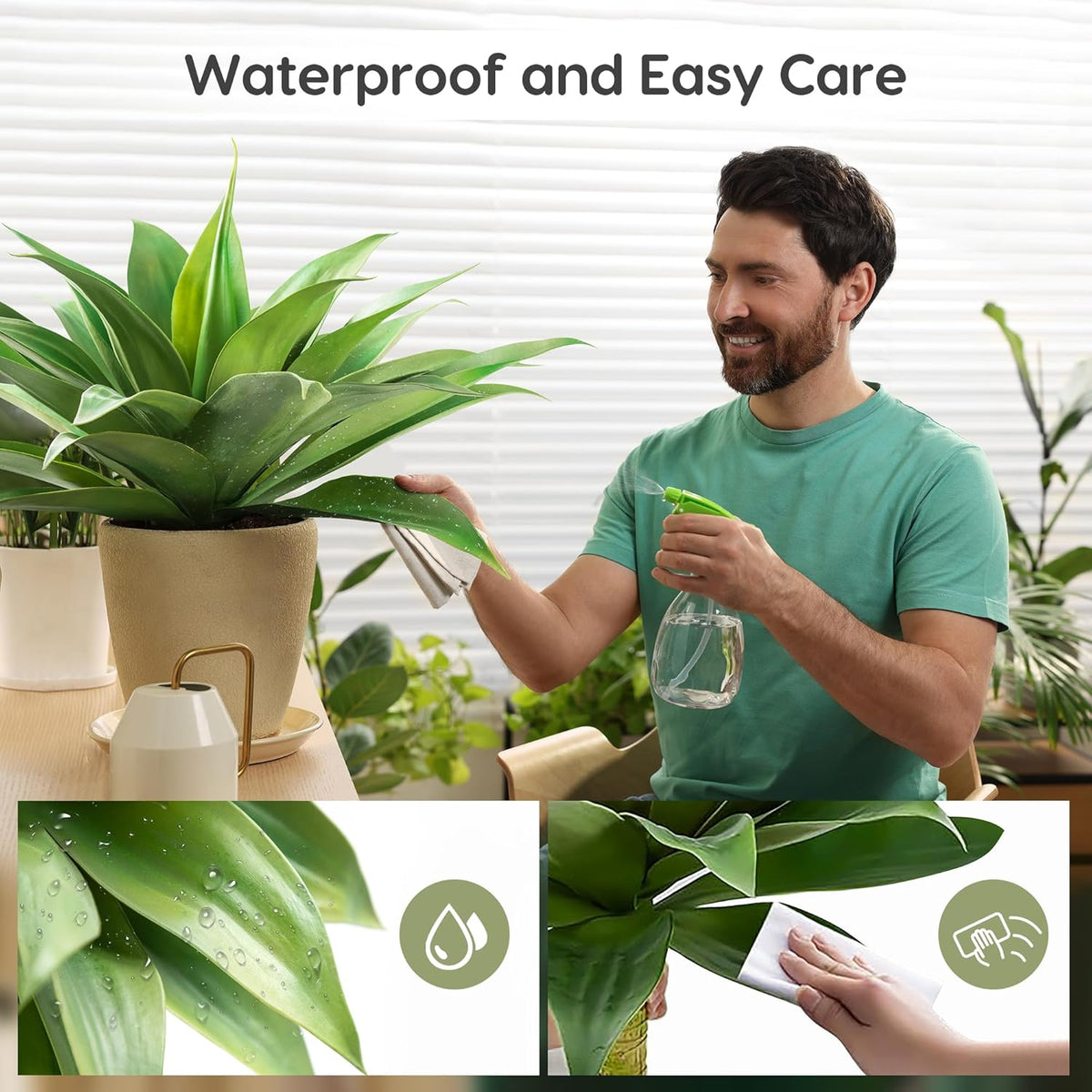 Velener Fake Agave Artificial Plants, Fake Succulents Plant for Room Decor, Unpotted Faux Agave Stems Plant for Outdoor/Indoor Decor, 22 inches