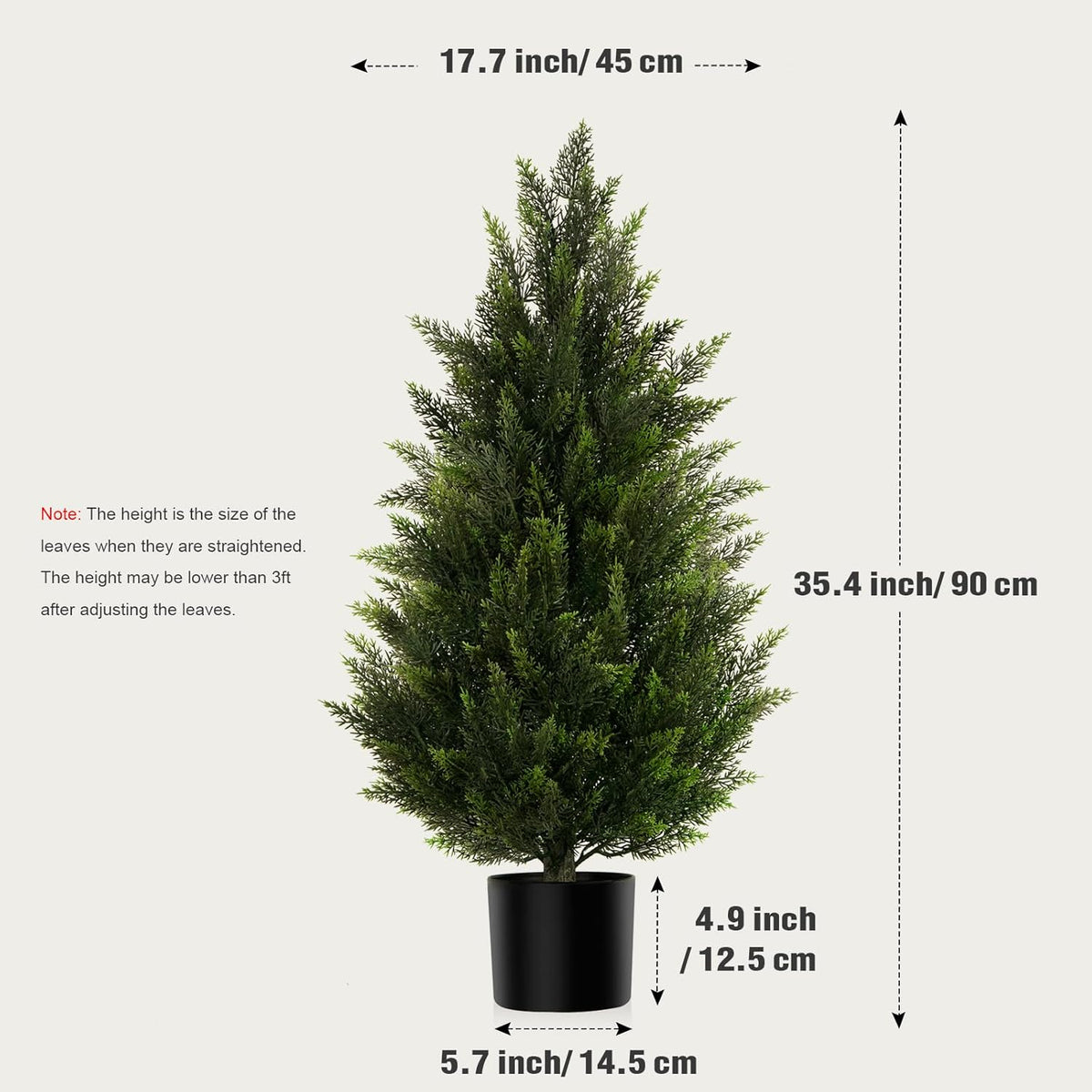 Artificial Topiary Cedar Trees 3FT Tall 2 Set with 12 Bundles Faux Silk Flowers, Outdoor Indoor Faux Pine Shrubs Plants, Fake Bushes Plants for Home Front Porch Door Patio