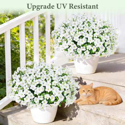 Yastouay Artificial Flowers for Outdoors, 12 Bundles Fake Outdoor Flowers, UV Resistant Artificial Flowers for Decoration, White Realistic Morning Glory Fake Plants for Porch Patio Garden Decor