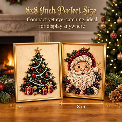 DIY Christmas Pearl Diamond Painting Art Kit with Frame, Festive Handmade Home Wall Decor