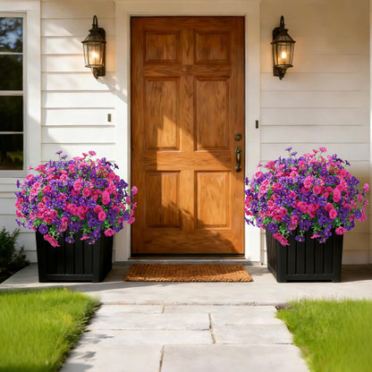 Ivydale 24 Bundles Artificial Flowers for Outdoors Spring Summer Porch Decor, Faux Petunias Plants Outdoor Fake Realistic UV Resistant Silk Flowers for Outside Planters Patio Window Garden Yard Home
