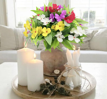 Seasonal Artificial Impatiens Bouquet Multicolor Home Decor Assortment