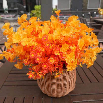 Artificial Flowers for Outdoor, 14 Bundle Fall Realistic Faux Plants UV Resistant Fake Fake Plastic Flowers for Outside Indoor Porch Patio Window Box Planter Home Decor
