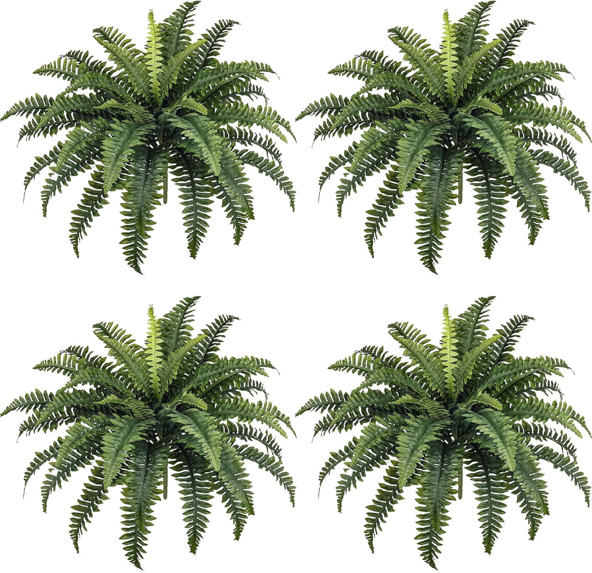 FOREST PRINCE 35" Fake Ferns, 4 Large Artificial Bonston Ferns Bushes Plants with 39 Fronds for Outdoors Garden Patio Porch Entrance Low Maintain Home Decor