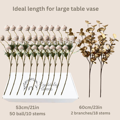 Stylish Beige Silk Mum Eucalyptus Home Decor Assortment