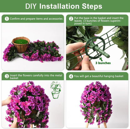 INQCMY Artificial Fake Hanging Plants Flowers Basket for Spring Summer Outdoor Outside Decoration, Faux Silk Begonia Flower in Planter Look Real UV Resistant for Home Porch Patio Balcony Yard Decor