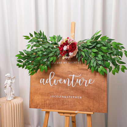 CEWOR 24 Pcs Italian Ruscus Greenery Stems, 27.6in Artificial Green Leaf Garland Vines Hanging Spray for Wedding Arch Bouquet Filler Table Centerpieces Home Decor