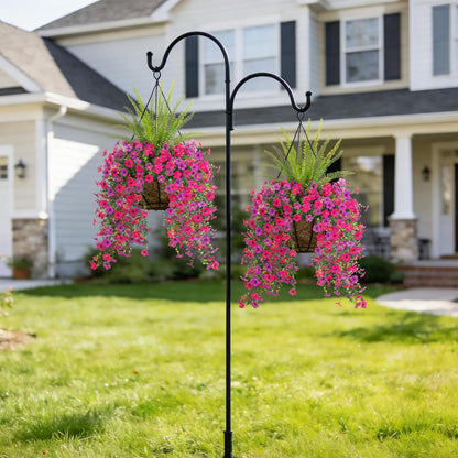 Artificial Fake Hanging Flowers Plants for Outdoor Spring Decoration, 3 Pcs Faux Silk Daisy with Boston Ferns, UV Resistant Look Real for Outside Home Indoor Planter Porch Patio Balcony Yard Decor