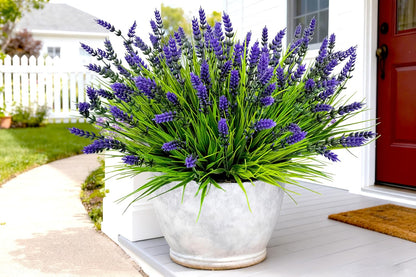 Artificial Plants Outdoor, 20 Pcs Fake Flowers UV Resistant Outdoor Artificial Lavender Flowers, Plastic Faux Plants for Porch Garden Planter Yard Window Box