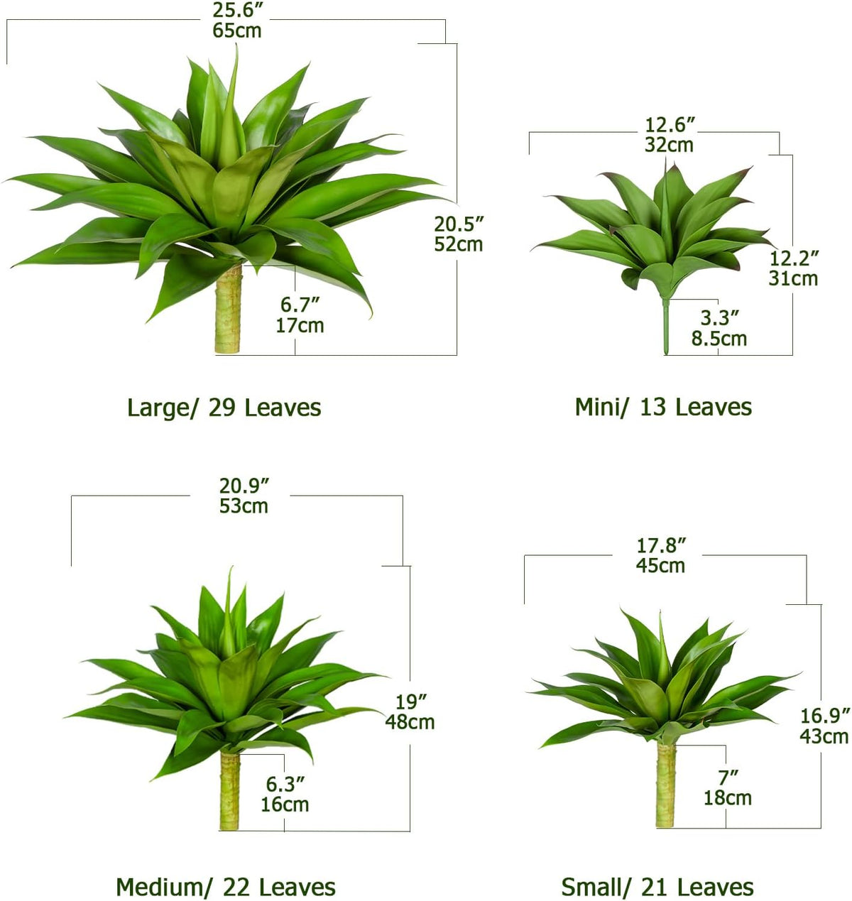 Premium Artificial Agave Large Kitchen Home Decor Bundle