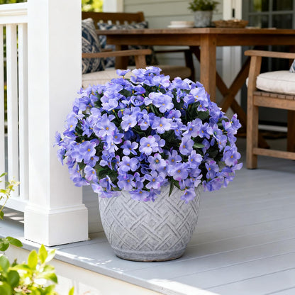 Artificial Flowers for Outdoors Decoration, 5 Bundles Faux Hydrangea UV Resistant Fake Arrangements Plants for Indoor and Outdoor Garden Front Porch Spring Summer Decor, Blue