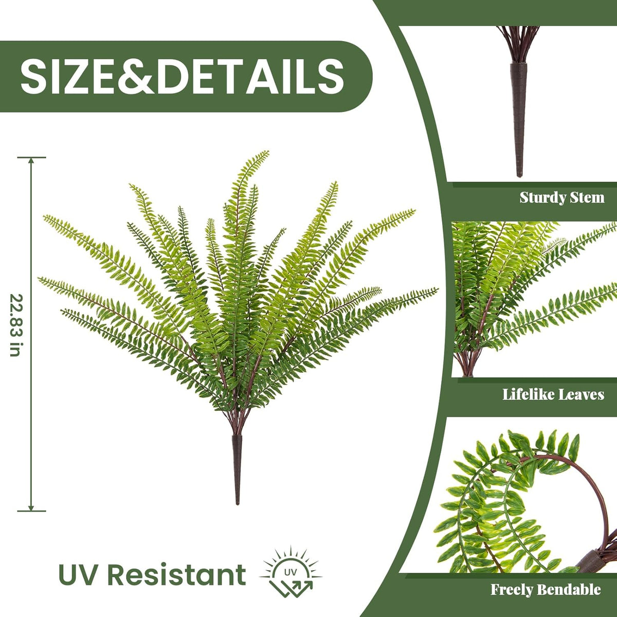 Artificial Fake Hanging Flowers Plants for Outdoor Spring Decoration, 3 Pcs Faux Silk Daisy with Boston Ferns, UV Resistant Look Real for Outside Home Indoor Planter Porch Patio Balcony Yard Decor