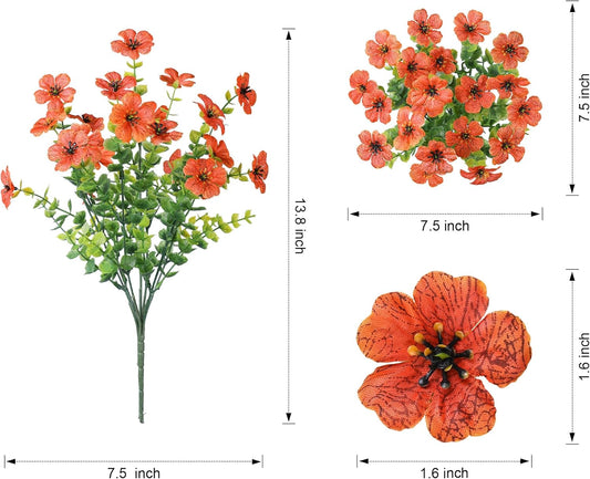 florisso Artificial Fake Fall Mums Flowers Plants for Outdoor Outside Decoration, 12 Bundles Faux Silk Orange Daisy UV Resistant Look Real for Autumn Front Door Porch Planter Patio Garden Home
