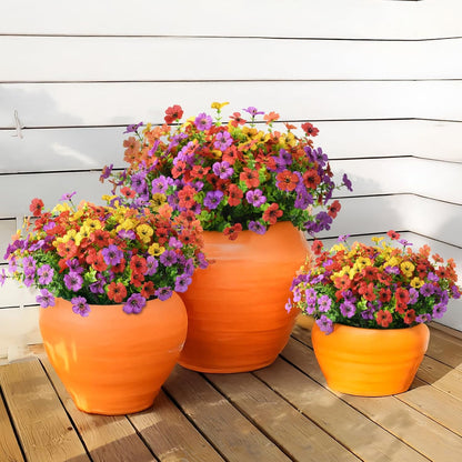 INQCMY Artificial Flowers for Outdoors Faux Plants Outdoor Fake Flowers Spring Decoration, 12 Bundles Faux Silk Colorful Daisy Realistic UV Resistant for Outside Home Planter Window Porch Patio Yard