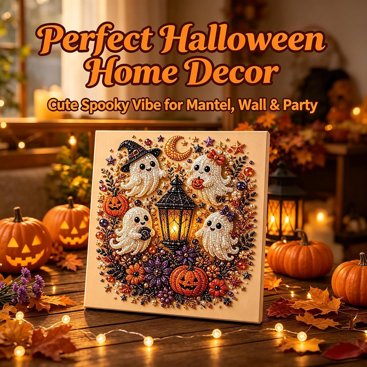 Halloween Diamond Painting Kits for Adults - Spooky Cute 3D DIY Fall Home Decor Wall Art